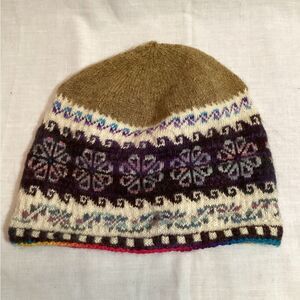 Handmade Knit Beanie with Snowflake Pattern